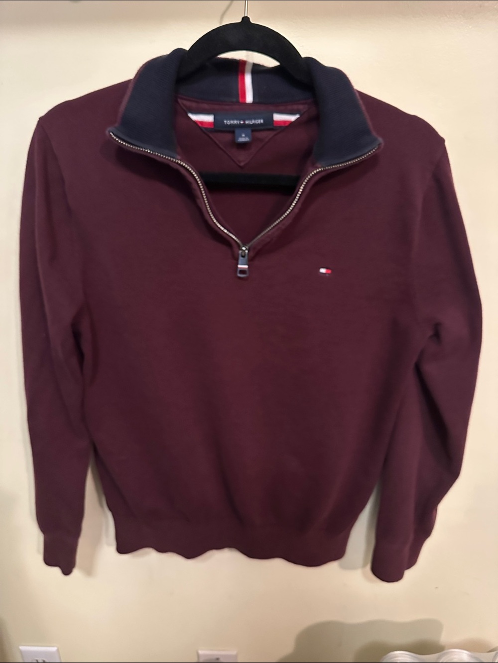 Tommy Hilfiger Quarter Zip M Burgundy